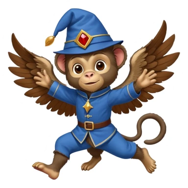 Flying monkey with wings, blue uniform, and fez hat from Wizard of Oz sticker