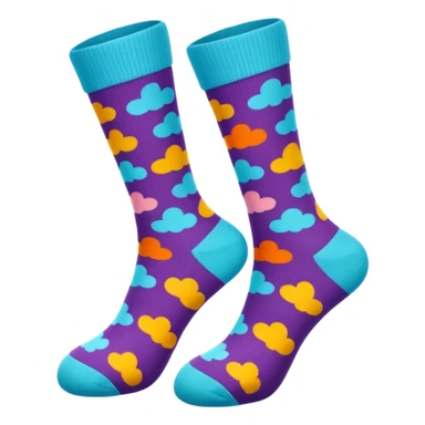 A pair of odor-eliminating socks with dreamy colours sticker