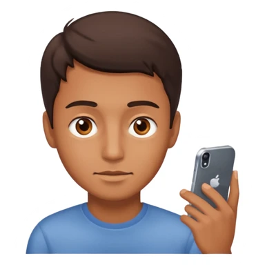 A guy scrolling on this phone, his eyes looking the phone very close sticker