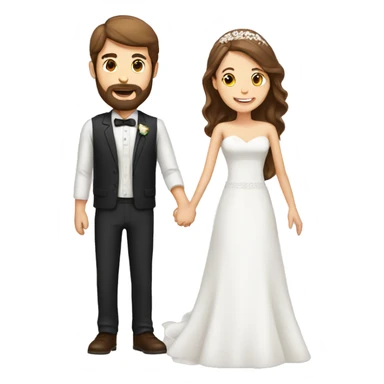 Man with brown hair and beard and woman with brown hair getting married  sticker