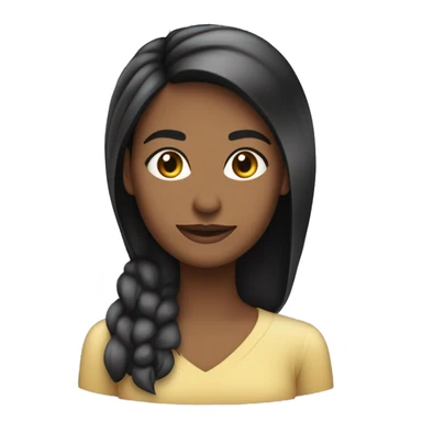 mulher morena com computador, cabelo liso preto médio sticker