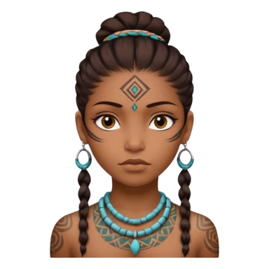 tribal girl Tattooed, not wearing necklace sticker