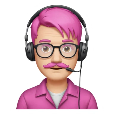 headphone and spectacles, mustached pink hair man sticker