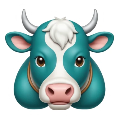 Emoji-style icon of a cow and buffalo with a scan frame or AI detection overlay, representing breed identification. Clean, friendly, rounded design, easy to recognize at small sizes, teal and white accents, no text, transparent background. sticker