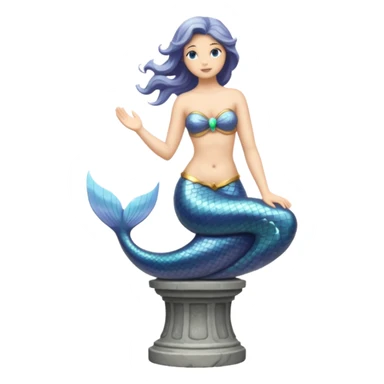 Make a mermaid statue all gray, like of stone and on a pedistal sticker