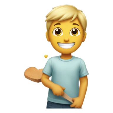 happy boy in the kitchen hearts on top sticker