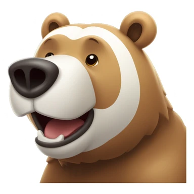 Un oso grande color marrón abrazando a un conejito blanco  sticker