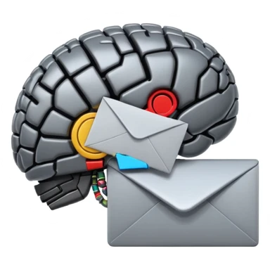 black Robotic brain connected to email envelope sticker