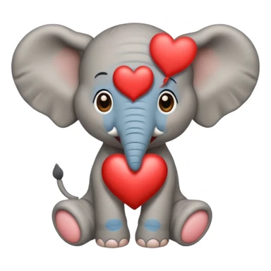 Elephant calf with small heart symbol on head, circus cloth sticker