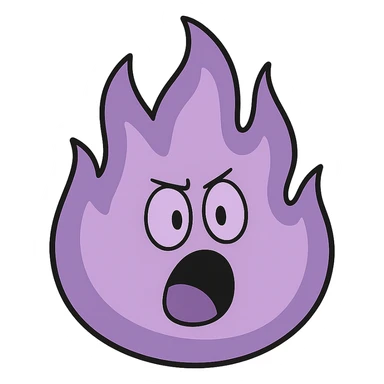 purple flame of fire in flat toon style sticker