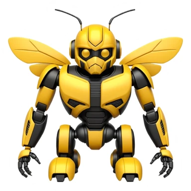 Clean 3D printable robotic bumblebee character, Bumblebee Transformers inspired design sticker