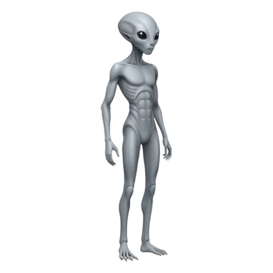 fullbody humanoid gray alien direct sideview sticker
