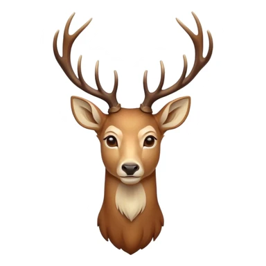 Cinematic Noble Deer Portrait Emoji, Poised and regal, with a graceful, slender build and a dappled coat of warm browns and creams, elegant antlers crowning its head, deep-set soulful gentle eyes, Simplified yet sharp and sophisticated features, highly detailed, glowing with a soft, dignified glow, high shine, intelligent and serene, stylized with an air of forest majesty, focused and attentive, soft glowing outline, capturing the essence of a watchful woodland guardian, so majestic it feels as though it could gracefully leap out of the screen with effortless authority! sticker