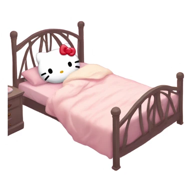 Hello Kitty is sleeping in bed but she is scared  sticker
