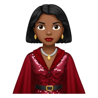 Marian Anderson with black hair, dark red sequin outfit sticker