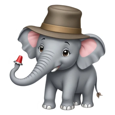 Elephant with nails and a hat with poop sticker