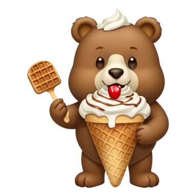 Créame un oso comiendo un helado  sticker