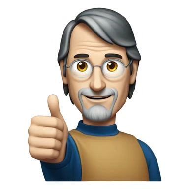 Steve Jobs, wearing a dark blue t-shirt, with his hand raised giving a thumbs up, Steve Jobs with rich details sticker