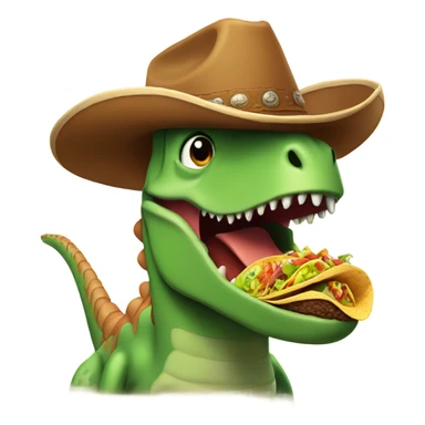 dinosaur eating a taco in cowboy hat sticker