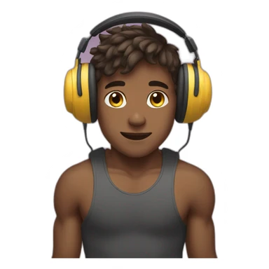 Boy in gym with headphones sticker