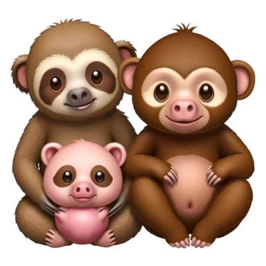 A sloth, a pig and a monkey sticker