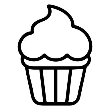 cupcake with pink icing outlined icon sticker