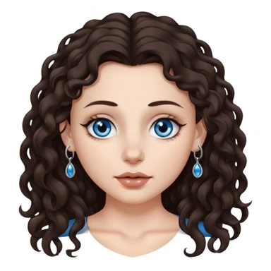 white girl, dark brown long slightly curly hair , skinni but with big breast , septum piercing on nose, beautiful dark gray-blue eyes, sticker