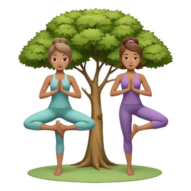 Two women doing yoga in tree pose  sticker