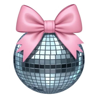 Disco ball with baby pink bow sticker