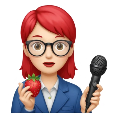 strawberry front the mic with glasses  sticker