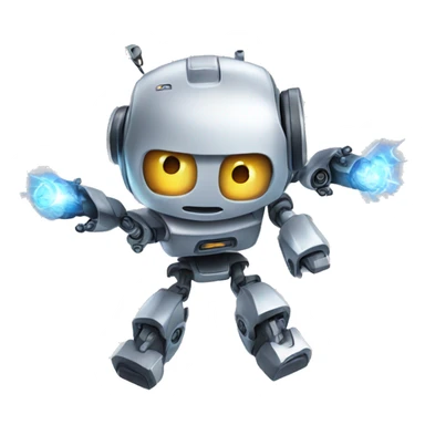 A robot flying around shooting beams sticker