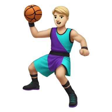 Caucasian youth gladiator playing basketball wearing purple black and aqua sticker