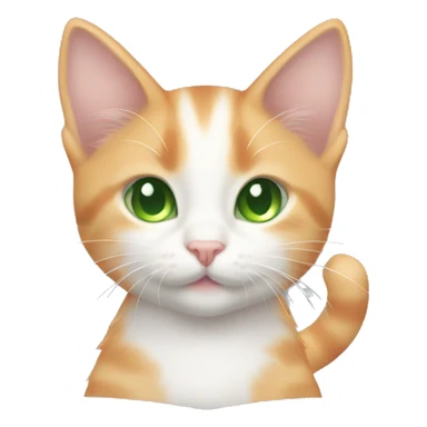 Light Orange and white kitten with green eyes sticker