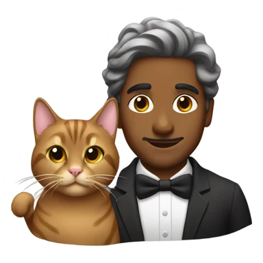 Brown man with fancy cat sticker
