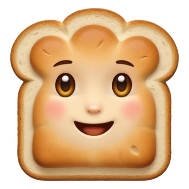 Friendly bread emoji avatar, cute and minimalistic style, warm eyes and gentle smile, flat design, soft shapes, clean modern look, highly recognizable at small sizes, centered composition, transparent or solid background, app icon quality. sticker
