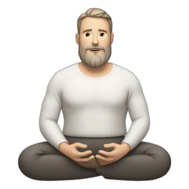 white man with large beard and airpods meditating while sitting sticker