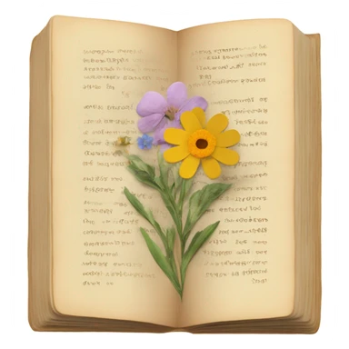 book with some pressed flowers on the pages  sticker