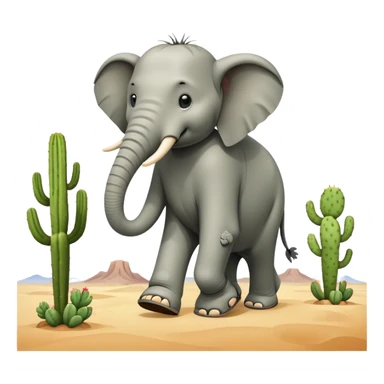 Me puedes crear un elefante con cuerpo de captus  y nas sandalias en los patas  caminando en el decierto sticker