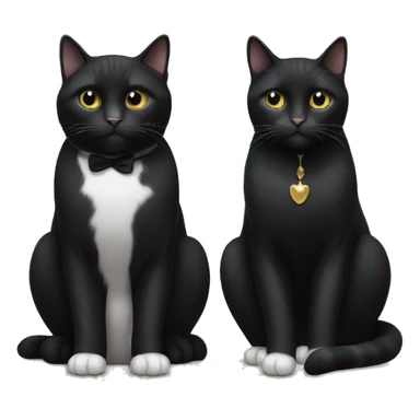 Two pet cats sitting together one is all black and larger than the other which is a tuxedo cat sticker