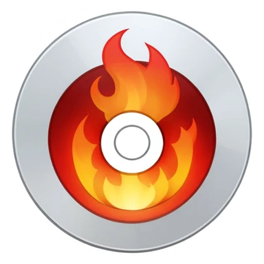 A minimalist CD disc with a subtle fire design, red fire. sticker