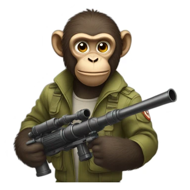 A monkey holding a bazooka sticker