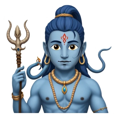 Mahadev real god  shiv not like cartoon  blue body and trishul and and had damru and nack around sanke  sticker