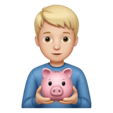 boy  with piggy bank sticker