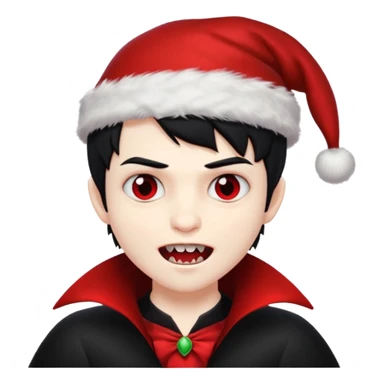 Vampire boy ,Fangs , cHristmas hat ,black hair sticker