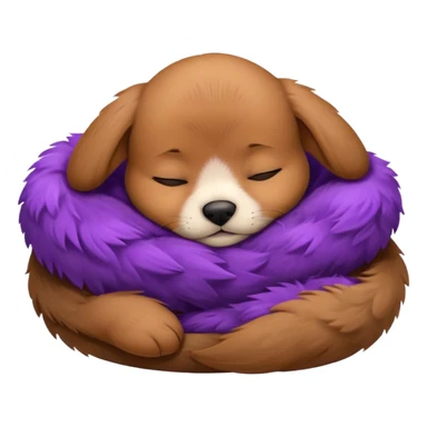 brown puppie sleeping with a purple collar on sticker