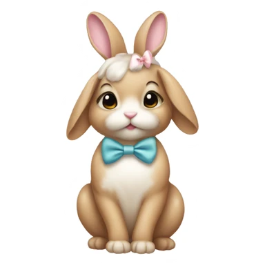 Baby bunny with coquette bow on ear sticker