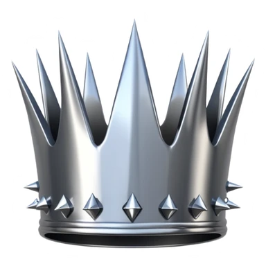 A spiked crown emoji made of silver chrome, sharp yet rounded metallic spikes, glossy reflections, aggressive luxury swag aesthetic, iOS emoji style, centered, clean white background sticker