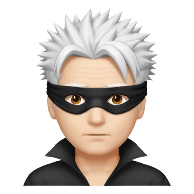 A person with white hair which is standing upward and blindfolded sticker