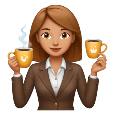 girl boss, cartoon, cheerful, holding coffee sticker