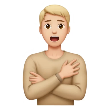 person crossing arm holding neck screaming sticker